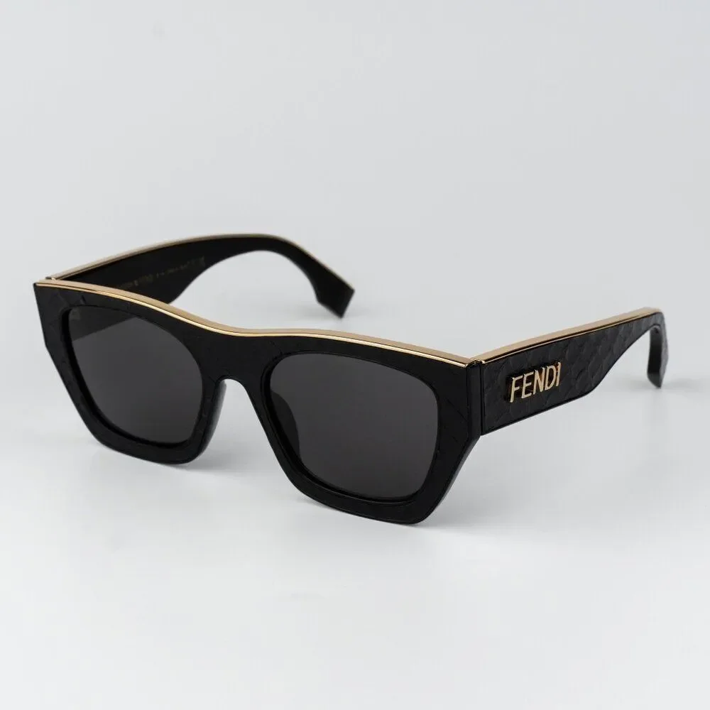 Fendi LEATHER LIMITED EDITION Men Sunglasses Square Black Grey FE40126I 01A
